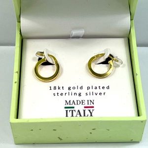 MÍA FIORE 💯FLAT HOOPE EARRINGS, GOLD COLOR, STERLING SILVER, 18KT GOLD PLATED